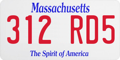 MA license plate 312RD5