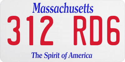 MA license plate 312RD6