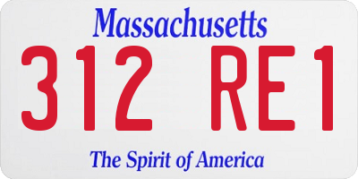 MA license plate 312RE1