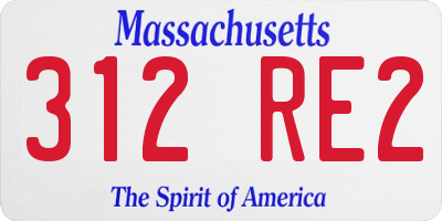 MA license plate 312RE2