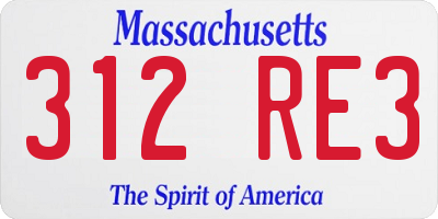 MA license plate 312RE3