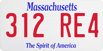 MA license plate 312RE4