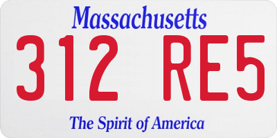 MA license plate 312RE5
