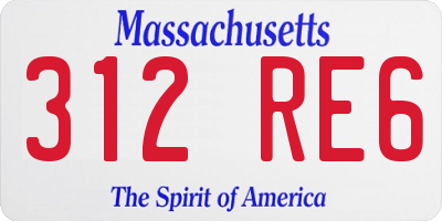 MA license plate 312RE6