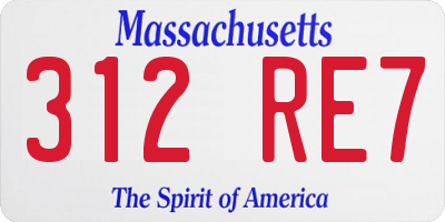 MA license plate 312RE7