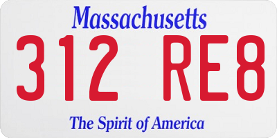 MA license plate 312RE8