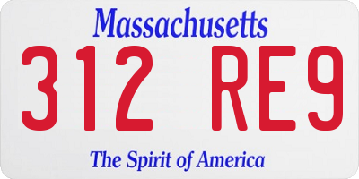 MA license plate 312RE9