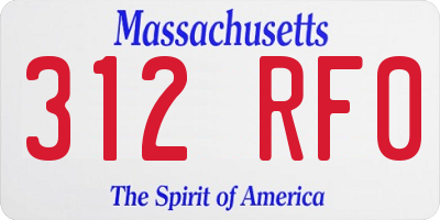 MA license plate 312RF0