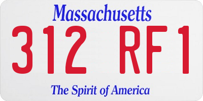MA license plate 312RF1