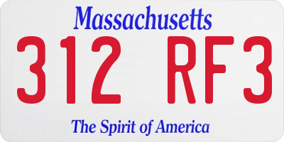 MA license plate 312RF3