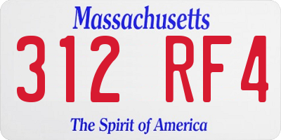MA license plate 312RF4