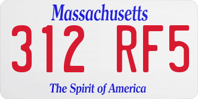MA license plate 312RF5