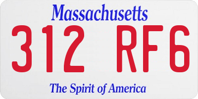 MA license plate 312RF6