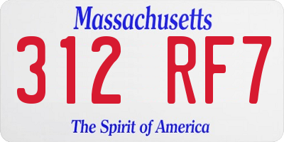 MA license plate 312RF7