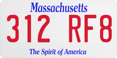 MA license plate 312RF8