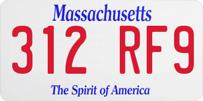 MA license plate 312RF9