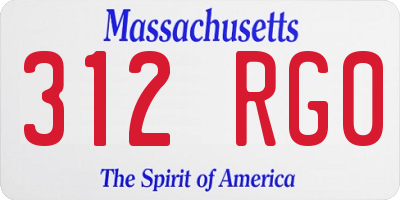 MA license plate 312RG0