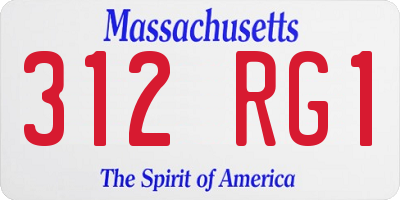 MA license plate 312RG1