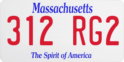 MA license plate 312RG2