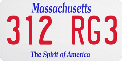 MA license plate 312RG3