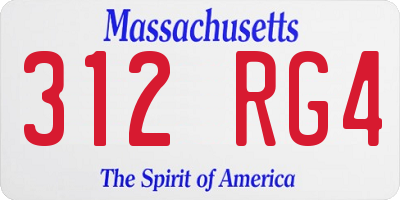 MA license plate 312RG4