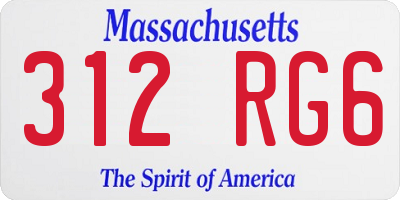MA license plate 312RG6