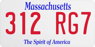 MA license plate 312RG7