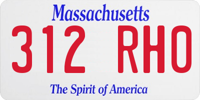 MA license plate 312RH0