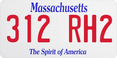 MA license plate 312RH2