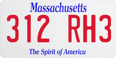 MA license plate 312RH3