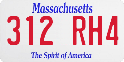 MA license plate 312RH4