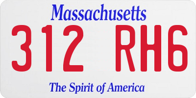 MA license plate 312RH6
