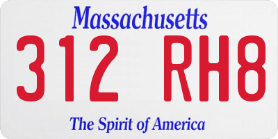 MA license plate 312RH8