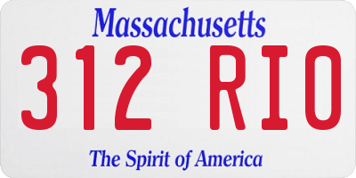 MA license plate 312RI0