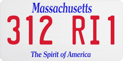 MA license plate 312RI1