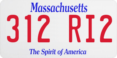 MA license plate 312RI2
