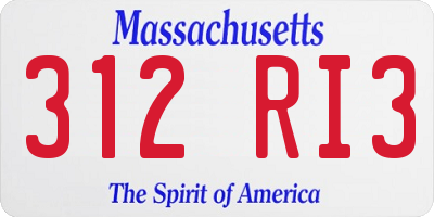 MA license plate 312RI3