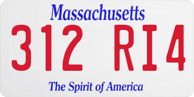 MA license plate 312RI4