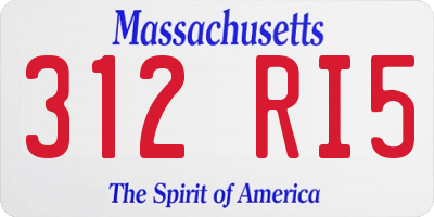 MA license plate 312RI5