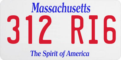 MA license plate 312RI6