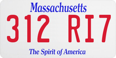 MA license plate 312RI7