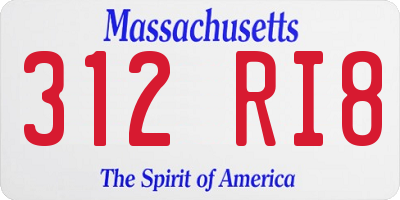 MA license plate 312RI8