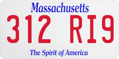 MA license plate 312RI9