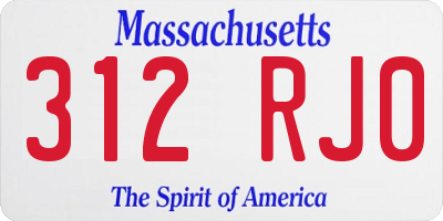 MA license plate 312RJ0