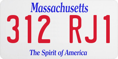 MA license plate 312RJ1