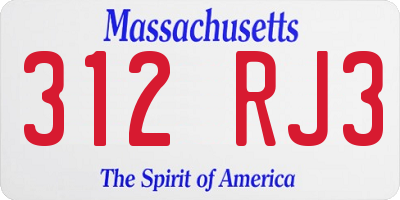 MA license plate 312RJ3