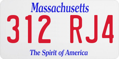 MA license plate 312RJ4