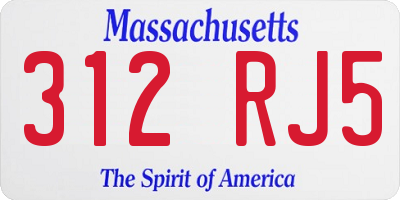 MA license plate 312RJ5