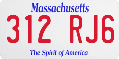 MA license plate 312RJ6