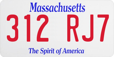MA license plate 312RJ7
